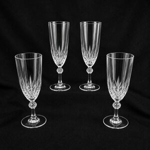 Royal Crystal Rock Linea Gala Lead Crystal Champagne Flutes Set of 4 7.75in